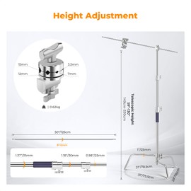 K&F Concept Heavy Duty C Stand 10.8ft/330cm with Holding Arm Sandbag, 2*Grip Head Stainless Steel Photography Light Stand Sturdy for Studio Monolight, Softbox, Reflector
