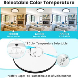 libtit 12 inch Flush Mount Ceiling Light, 3000K 4500K 6000K Adjustable Ceiling Light Fixture 24W 2400lm Oil Rubbed Bronze Round Ceiling Lamp for Shower Bathroom Kitchen Bedroom