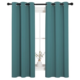 NICETOWN NICETOWN Kitchen Curtain Panels Blackout Draperies, Thermal Insulated Solid Grommet Blackout Curtains/Drapes (Sea Teal, One Pair, 34 by 63-Inch)