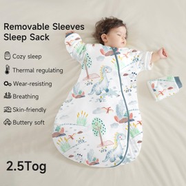 usbettas 1.0 TOG Baby Sleep Sack 18-30 month, Removable Long Sleeve Sleep Sack for Toddler, Soft Comfy Baby Wearable Blanket with 2-Way Zipper Infant Sleeping Bag