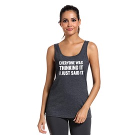 FANNOO Workout Tank Tops for Women-Womens Funny Saying Fitness Gym Sarcastic Racerback Sleeveless Shirts Grey