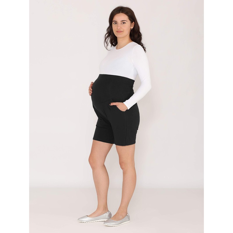 Be Mammy BE20-234 Women's Maternity Shorts, black