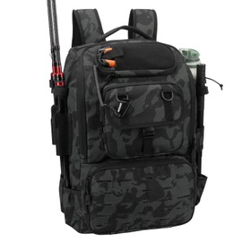 Pyrrhus Fishing Tackle Backpack with Rod Holders & Gear Rack - 40L Waterproof, Tactical Organizer for Fishing, Hiking, and Outdoor Activities,Large Water-Resistant Storage Bag for Men and Women