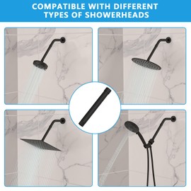 Shower Extension Arm 16 Inch,Foldable Shower Head Extension Black, Adjustable Height Angle,Solid Stainless Steel Shower Extender Arm for Rain Shower Head With Universal Connection YL16VB