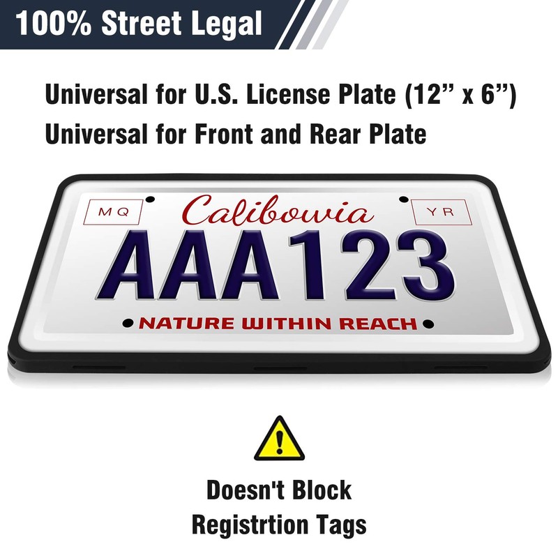 Intermerge License Plate Frames, 2 Pack, Universal US Car Black