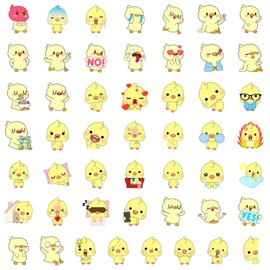 50PCS Cute Little Yellow Duck Stickers for Teen Boys Girls Kids Adults,Lovely Cartoon Animals Waterproof Decals for Water Bottles Skateboard Phone Laptop Luggage Helmet Computer Car Bike