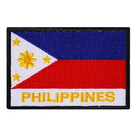 Graphic Dust Philippines Flag Embroidered Iron On Patch Applique - Proud to Be Filipino Logo Sign Emblem Mabuhay Manila