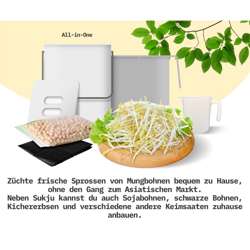Soy Sprout Growing Set All-in-One Complete Set for Home: Simple,