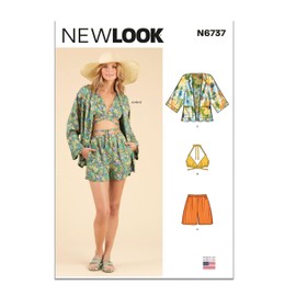 New Look Misses' Jacket, Wrap Halter Top and Shorts Sewing Pattern Packet, Design Code M8295, Sizes 8-10-12-14-16-18-20, Multicolor
