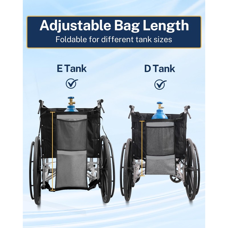 Oxygen Tank Holder for Wheelchairs, Walkers & Scooters - Reflective