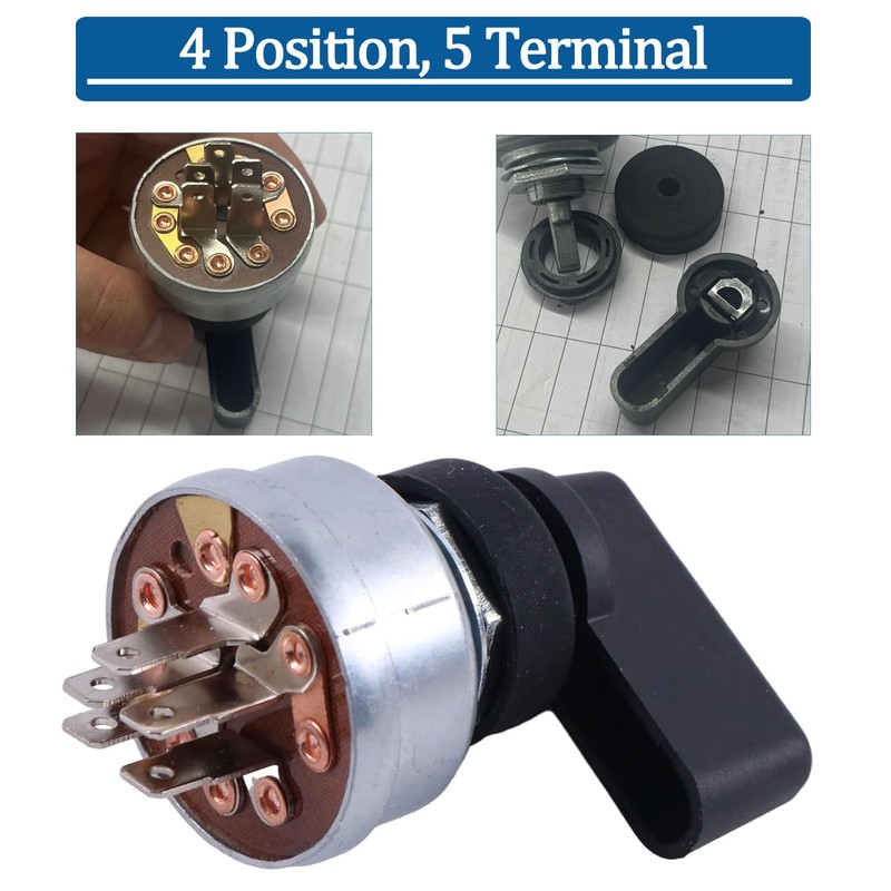 Demfec Switch Starter Ignition Switch, 4 Position, 5 Terminal Compatible