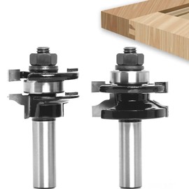 Sinoprotools 2PCS Router Bit Set 1/2 Inch Shank, Rail and Stile Router Bits, Cabinet Door Making Router Bits, Cemented Carbide Router Bits, for Woodworking, Door&Window