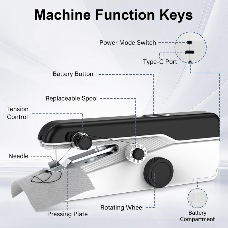 Mini Electric Hand Sewing Machine - Robofun S3 Portable Electric