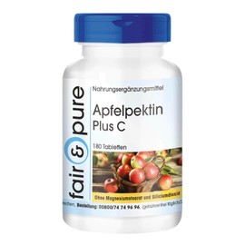 Fair & Pure® - Apple Pectin with Vitamin C & Calcium - Vegan - Natural Fibre - 180 Tablets - No Magnesium Stearate