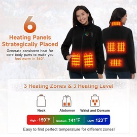 KOVNLO Heated Jackets for Women, Smart Controller with Light Out Design, Soft Fleece Electric Heating Coat with Battery Pack