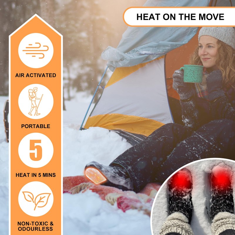 WORLD-BIO Toe Warmers with Adheasive - Long Lasting Safe Natural