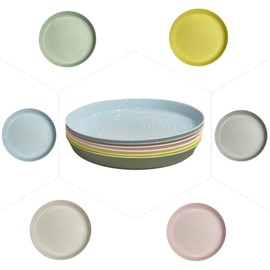Kalas Unbreakable Plastic Kids/Adults Dinner/Lunch/Side Plate 6 Pack Multi Coloured Stackable, Lightweight, high Edge 19x2 centimetres Pastel Bright Colours to Choose Your Favourite