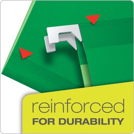 Pendaflex Reinforced Hanging File Folders, Letter Size, Bright Green, 1/5 Cut, 25/BX (4152 1/5 BGR)