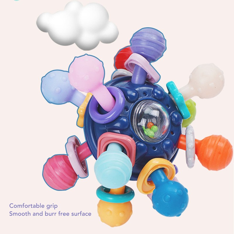 Baby Sensory Teething Toy Grasping Activities Bright Colors Silicone Soothes