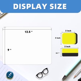 Dry Erase Lapboards, HERKKA 8 Pack Double Sided Small Dry Erase Whiteboards 9 x 12.5 Inch with 8 Erasers, Small Dry Erase Boards for Classroom Teacher Supplies, Personal White Boards for Students