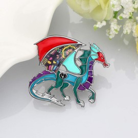 WEVENI Alloy Fantasy Dinosaur Dragon Brooch Enamel Pins for Women Lady Girls Fashion Jewellery Gift, Metal Metal enamel, No gemstone