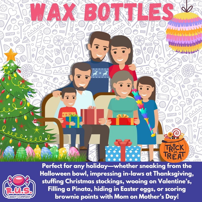 Old-Fashioned Wax Bottle Candy – 1/2 Lbs Bulk Pack –