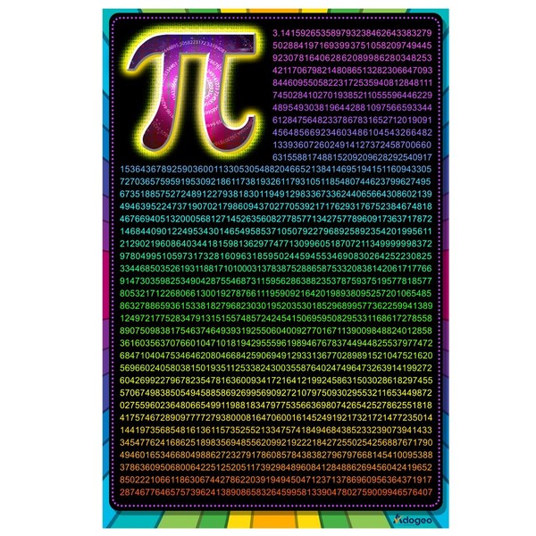 Educational Math Posters, Mathematical Number Pi to 1801, Math Classroom