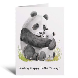 Postcard Prints - Father's Day Card For Daddy Cute Panda Bear and Cub Illustration Father's Day Card For Dad Father's Day Card From Child