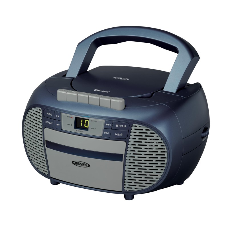 JENSEN CD-550BT-BK Portable Stereo Bluetooth CD Cassette Recorder with AM/FM
