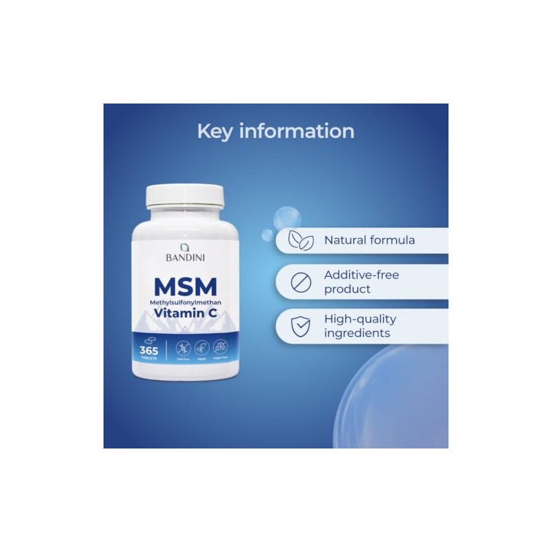 Bandini® MSM 2000 mg - 365 High Strength Tablets -