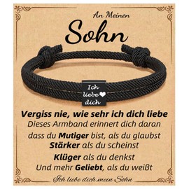 Gkmamrg Christmas Gifts Gifts for Son Bracelet - An meinen Sohn Ich liebe dich adjustable bracelet from mum and dad, Leather