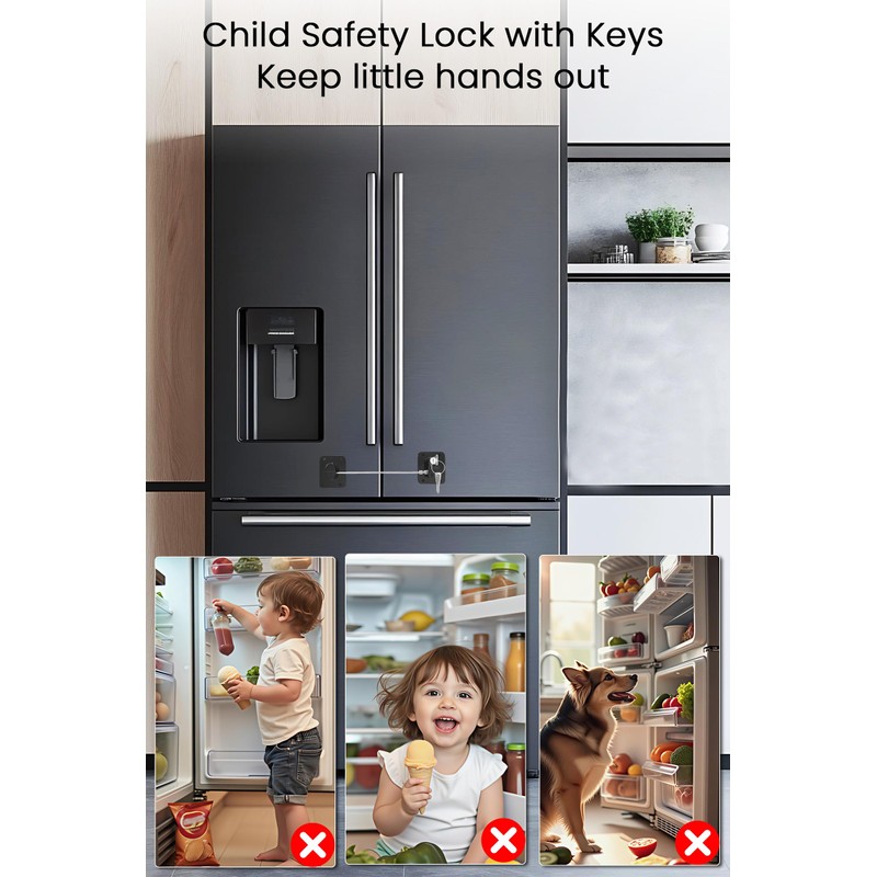 Fridge Lock Refrigerator Lock for Kids with Keys Childproof Combination