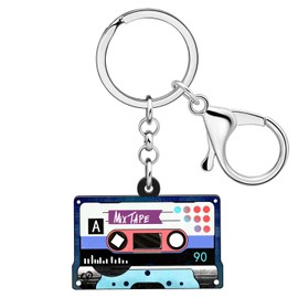 YINYA Acrylic Vintage Cassette Tape Keychains Keyring Retro Jewelry for Women Girls Gifts Wallet Car Keys 80s 90s Accessories (Purple)