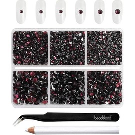 Beadsland 4300 Pieces Flatback Rhinestones Glass Rhinestones Round Rhinestones for Nail Jewelry Crafts Mixed Size Kit SS6-SS20, 1 Piece, Amethyst / Beadsland(비즈랜드) 4300피스 플랫백 라인석 유리 라인석 네일 보석 공예용 원형 라인석 혼합 크기 키트 SS6-SS20, 1개, 자수정