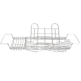 ToiletTree Products Stainless Steel Rust Proof Bathtub Caddy with Extending Sides and Book Holder