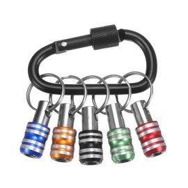 HARFINGTON 5PCS 1/4 Inch Hex Shank Aluminum Alloy Screwdriver Bits Holder Extension Bar Drill Screw Adapter Quick Change Keychain Portable with Black Buckle