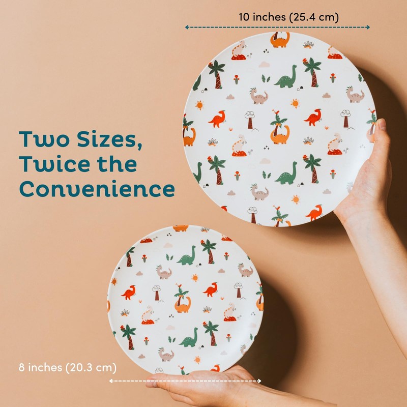 Nook Theory 4 Pack Reusable Bamboo Plates - Non-Toxic Toddler