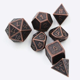 Solid Metal Polyhedral Dice Set for Dungeons & Dragons DND (Steel)