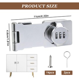 SPORWAY Combination Lock Hasp Locks Pack of 2: Security Hasp Cabinet Lock Combination Lock with Combination Code 4.5 in 3 Holes Hasp Locks Combination Lock for Locker Luggage Cabinets (Silver)