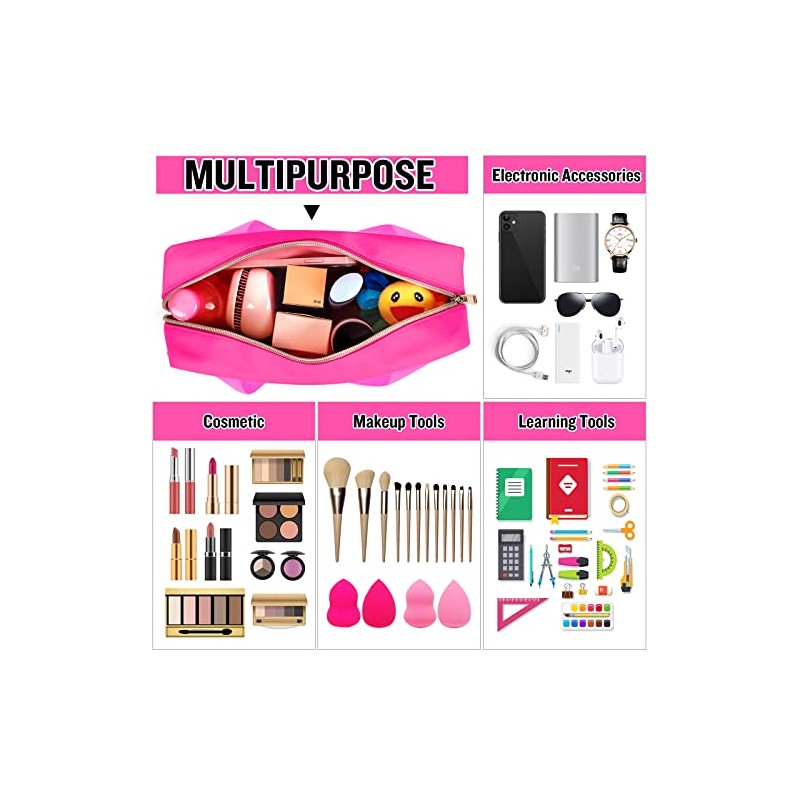 Bolsa de maquillaje transparente con letras de chenilla, bolsa de