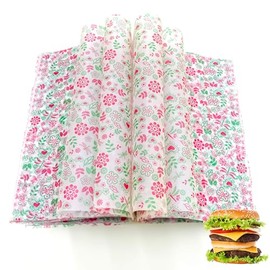 Suiwen 150pcs Summer Time Floral Wax Paper Sheets Sandwich Wrapping Paper, Greaseproof Wrap Paper Parchment Papers Air Fryer Disposable Paper Liner Food Basket Liners for Outdoor Picnic (Floral)