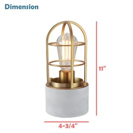 Aspen Creative 40241-13-1, Table Lamp 2-Tones Finish, Warm Brass/Natural Concrete Base, Size: 4-3/4" D x 11" H, E26 Socket, Bulb Not Included