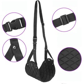 Aieve Airplane Footrest (Memory Foam), Portable Travel Foot Hammock - Adjustable Comfy Foot Hanger - Travel Accessories for Flight, long-distance buses, Train, Office And Home (Black)