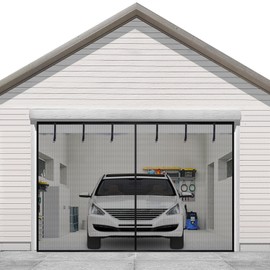 Sunolga 18x8 FT Garage Door Screen Heavy Duty Roll Up Reinforced Fiberglass for 2 Car