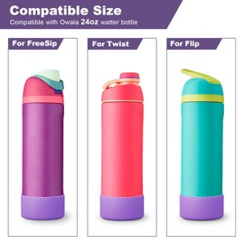 2PCS Diamond Silicone Boot for Owala Water Bottle 24 oz 32 oz 40 oz, Anti-Slip Protective Sleeve for Owala Twist,FreeSip and Flip Stainless Steel Water Bottle, BPA-Free, Dishwasher Safe, Accessories