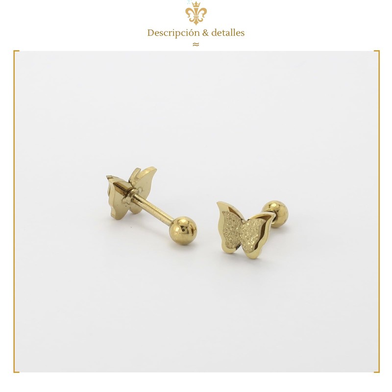 IMPERO JEWELRY Aretes Broqueles De Mariposas De Oro Rosa Laminado