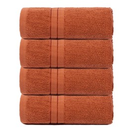 Brentfords 100% Cotton Hand Towels Burnt Orange, Super Soft Feel Small Towels Highly Absorbent Kitchen Bathroom Towels Set Homeware Essentials Towel, 4 Piece