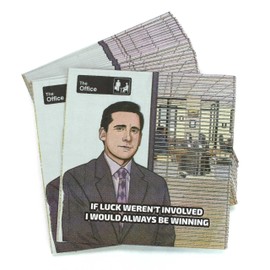 Dunder Mifflin Beverage Napkins (16 Pack), 5" Square Folded, Featuring The Office characters; Dwight Schrute, Kelly, Pam and Michael Scott Quotes, Set of 4