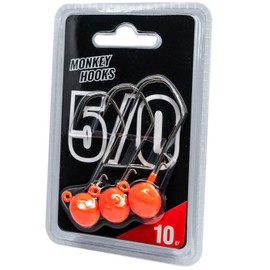 Monkey Lures Hook - 3 Jig Heads, Size/Weight/Colour: Size 5/0 / 10 g / Orange