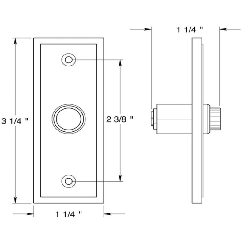Deltana Bell Button,Rectangular Contemporary Oi, Oil Rubbed Bronze
